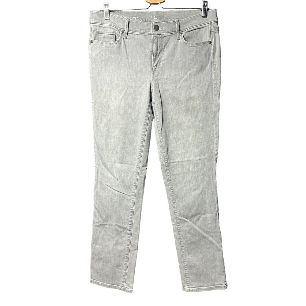 Ann Taylor LOFT Women's Light Gray Modern Straight Jeans Size 31/12
